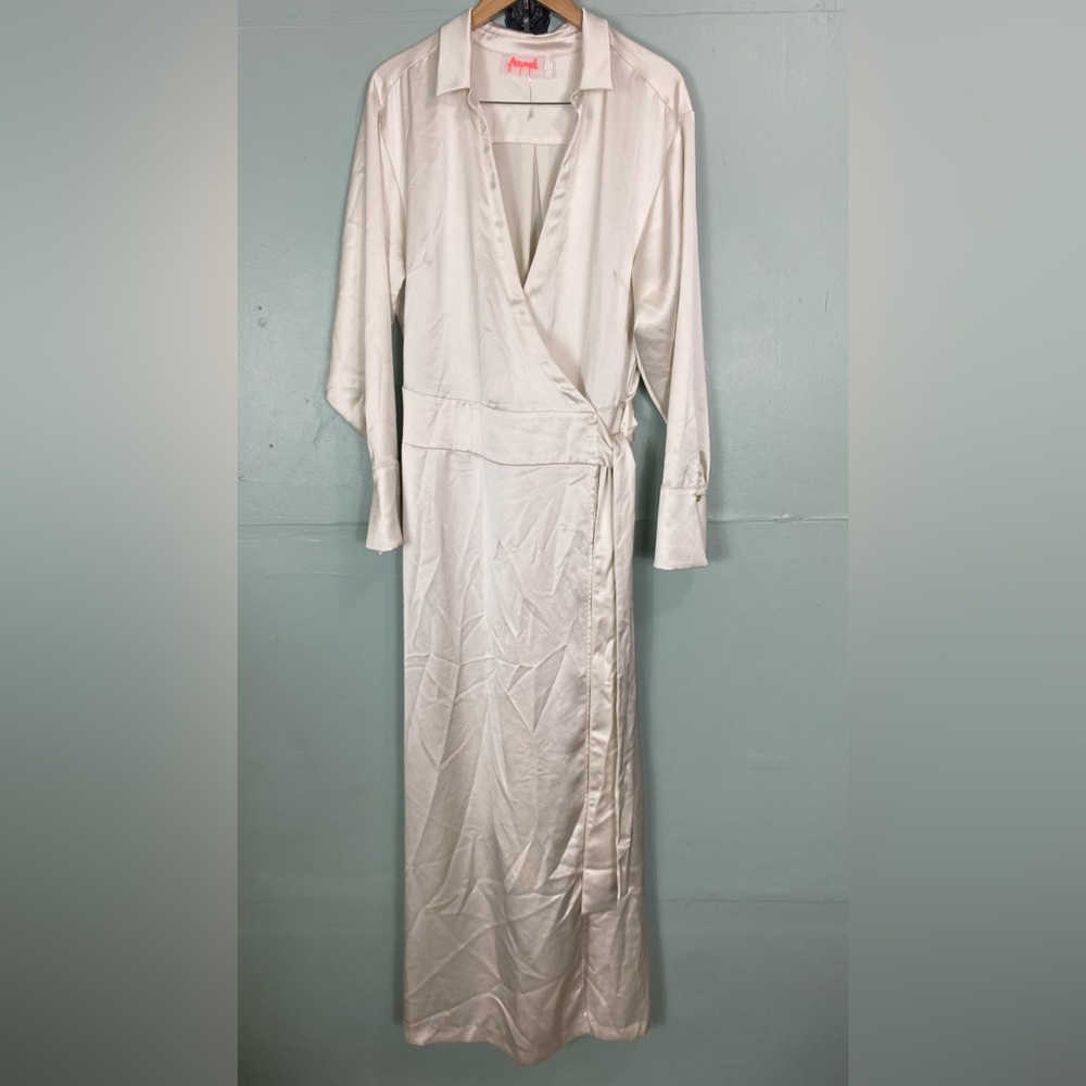 Free People Emma Tuxedo Maxi Wrap Dress In Cream XL - Picture 2 of 16